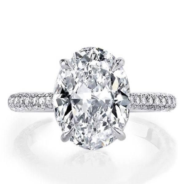 Italo Oval Engagement Ring Affordable With Micro Pave Shank Rings